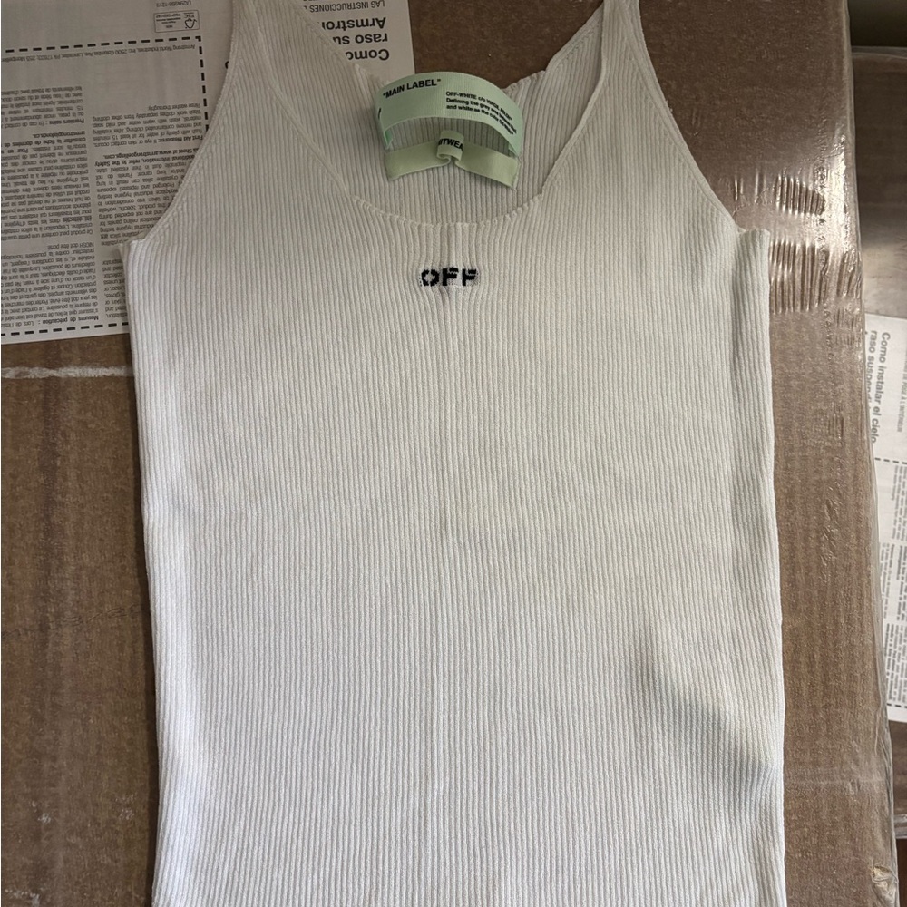 Off-White Fitted Sleeveless White Tank Top
